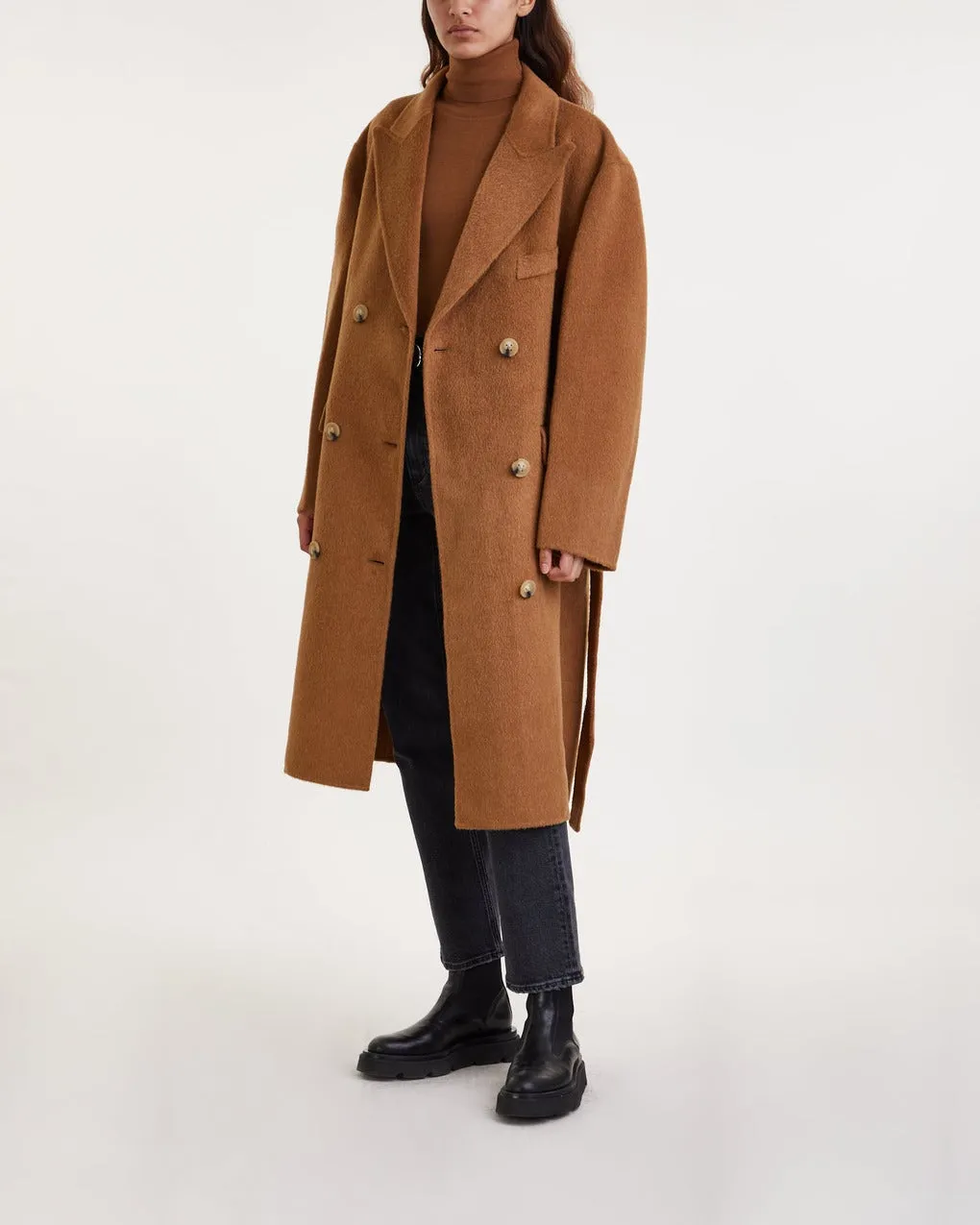 Acne Studios   Coat Double Breasted Belted Camel 